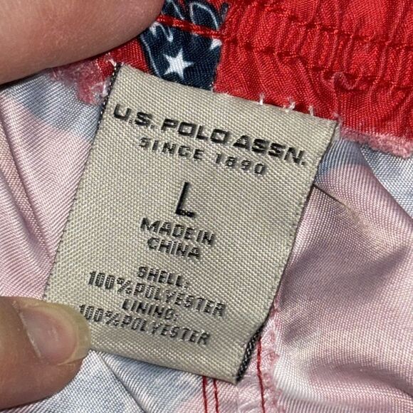 US Polo Association | Stars Stripes Boys Red White Navy Blue Swim Trunks - Picture 6 of 14